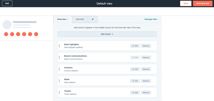 HubSpot Record Page Editor